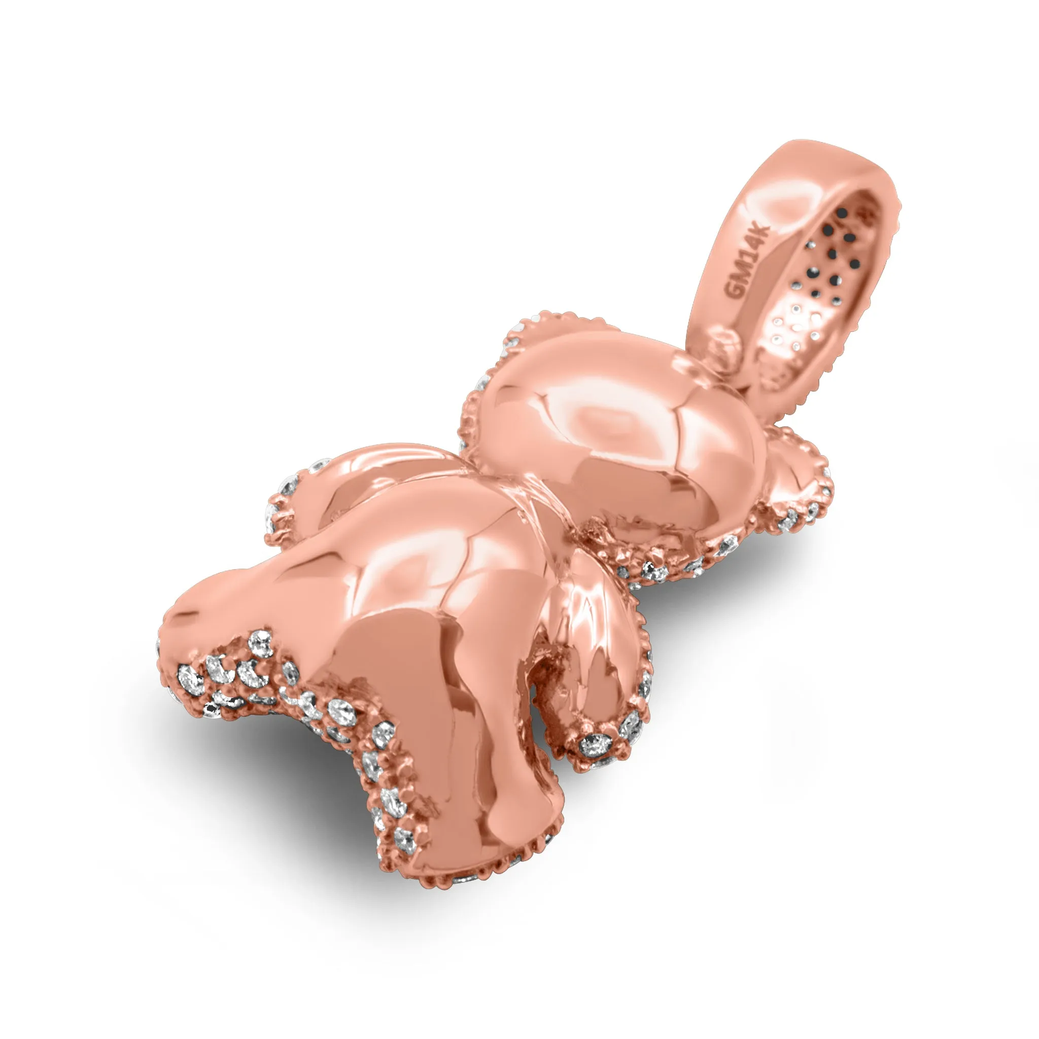 14K Rose Gold Teddy Bear Diamond Pendant 1.25 CTW