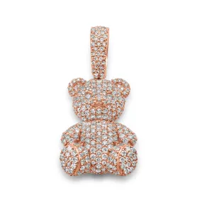 14K Rose Gold Teddy Bear Diamond Pendant 1.25 CTW