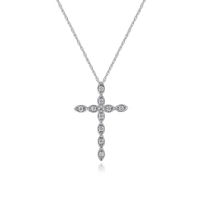 14K White Gold Segmented Diamond Cross Necklace - NK2211W45JJ