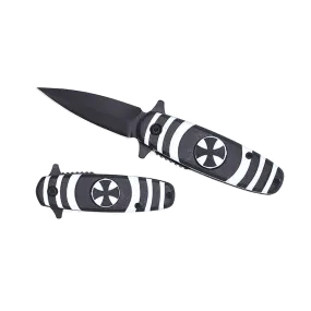 5.25" Overall Spring Assisted Knife Black & White with Spinner Function