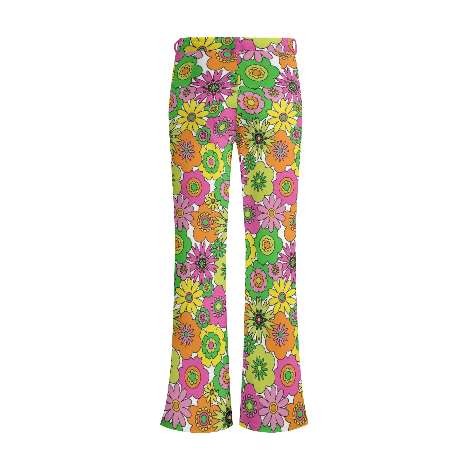 70s Style Wide Leg Pants, Flare Pants, 70s Pants Style, Neon Floral Pants, Hippie Pants, Women's Wide Leg Pants