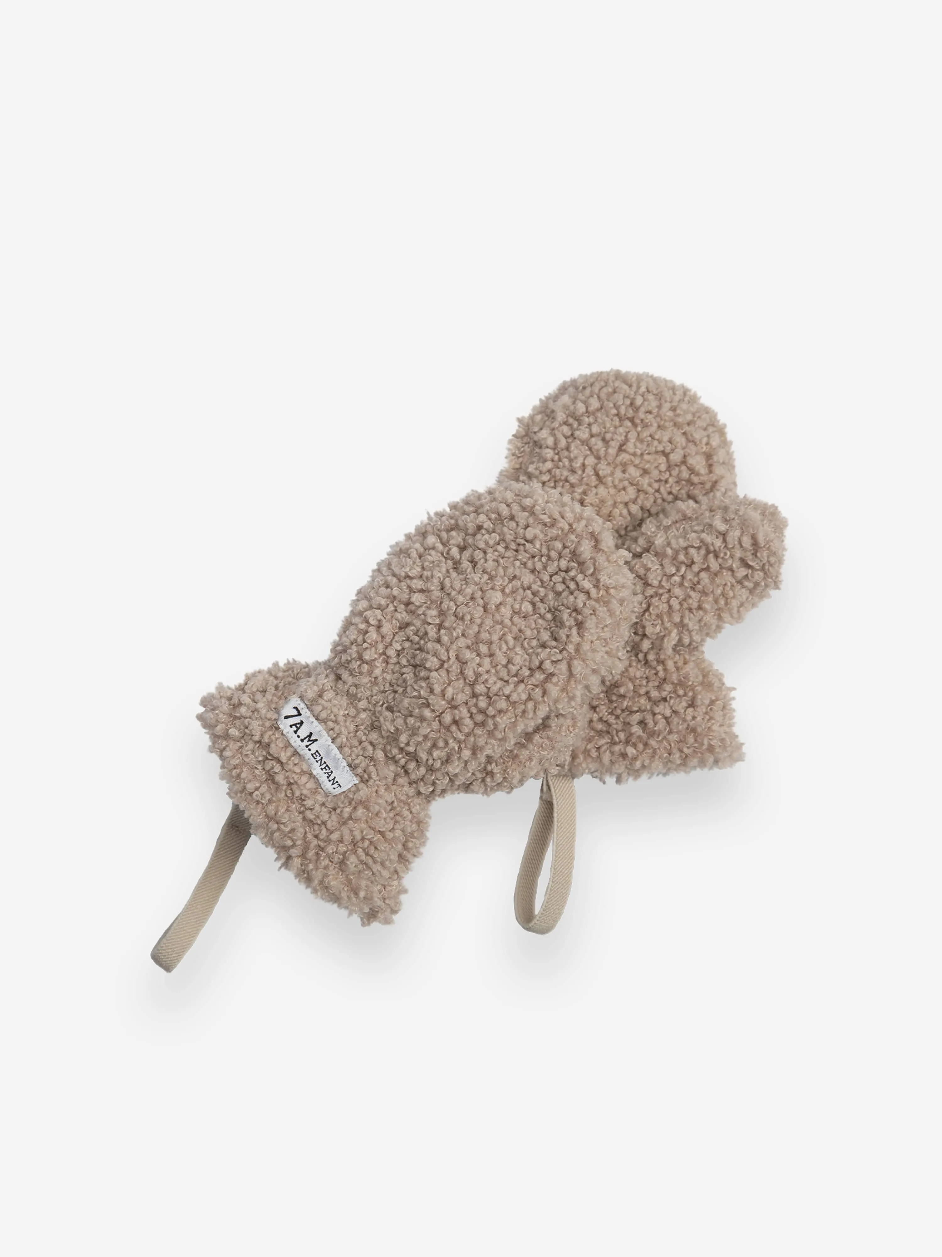 7AM Enfant Baby Hat & Mittens Set-Teddy in Beige