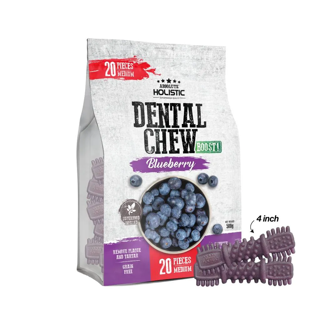 Absolute Holistic Dog Boost Dental Chew Blueberry 500g - 20pcs (4")