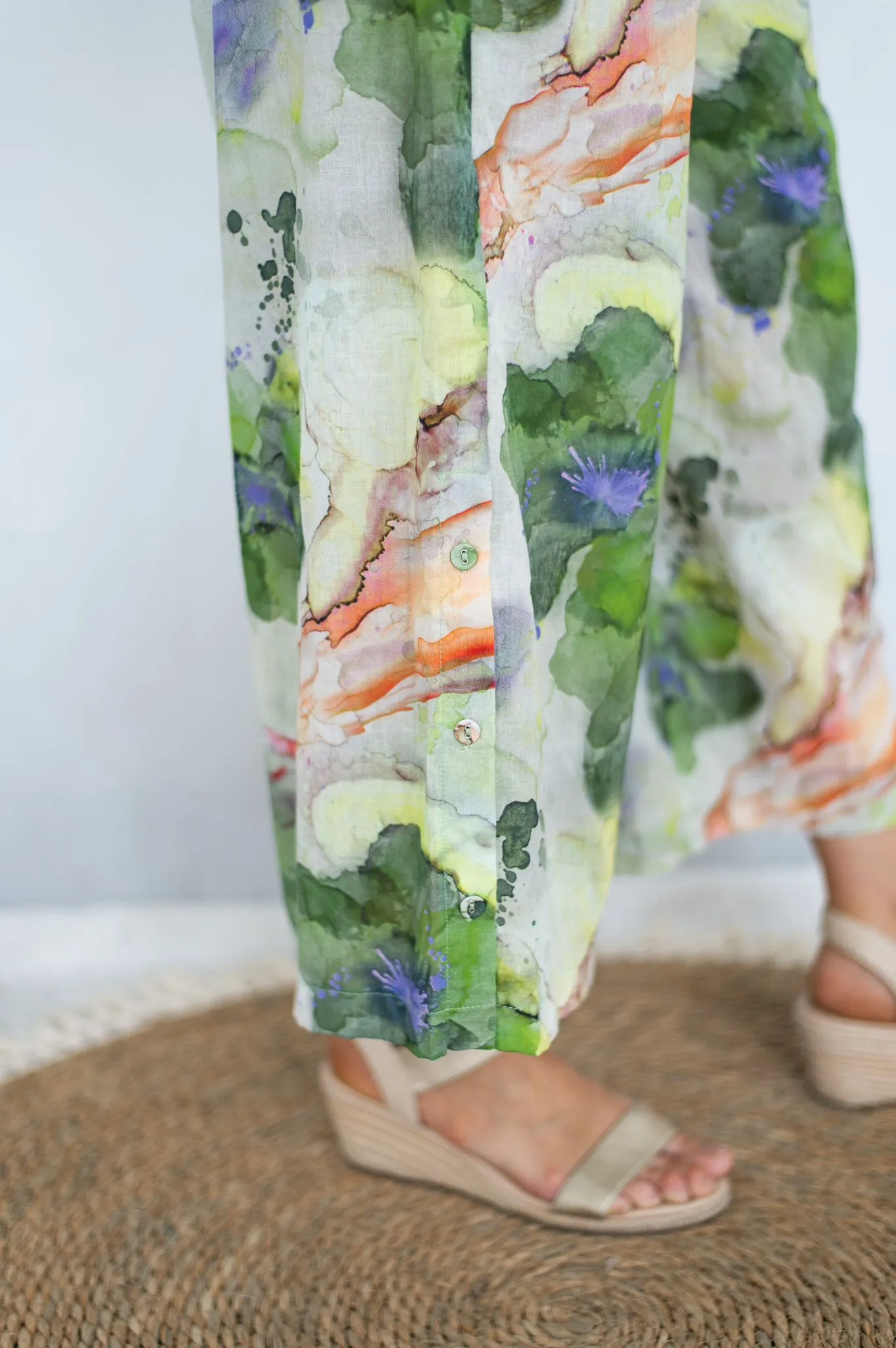 ABSTRACT PRINT WIDE LEG PANTS