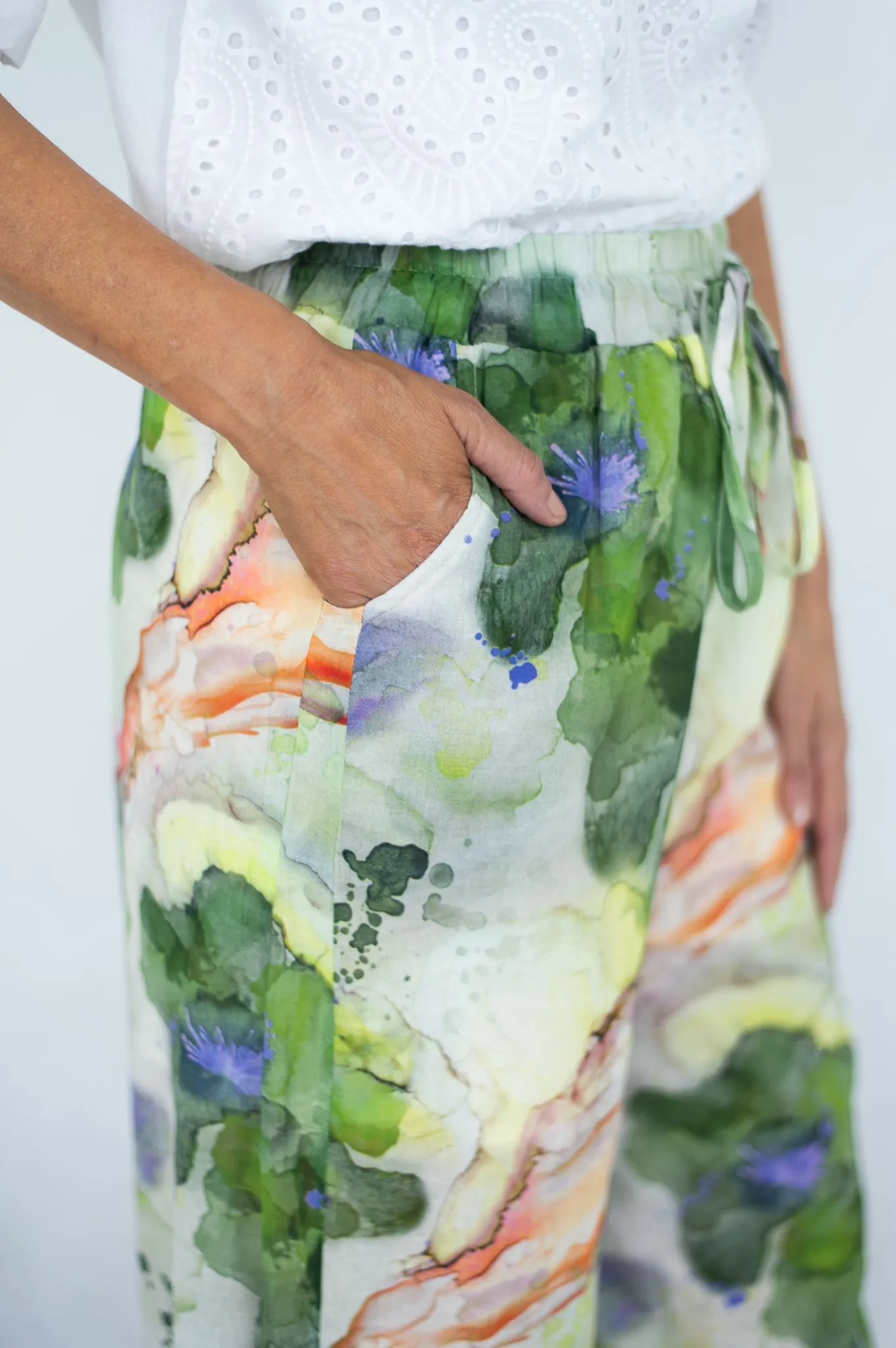 ABSTRACT PRINT WIDE LEG PANTS