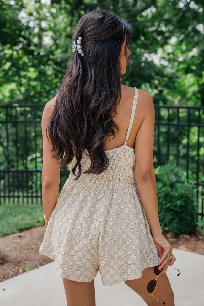 As You Please Beige Lace Overlay Tank Romper FINAL SALE