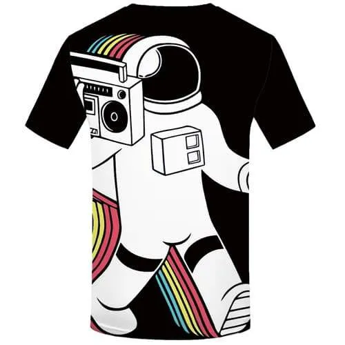 Astronaut T-shirt Men Graffiti Tshirt Printed Music Tshirts Cool Black And White T-shirts 3d Rainbow T-shirts Graphic