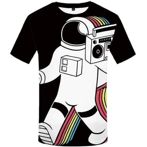 Astronaut T-shirt Men Graffiti Tshirt Printed Music Tshirts Cool Black And White T-shirts 3d Rainbow T-shirts Graphic