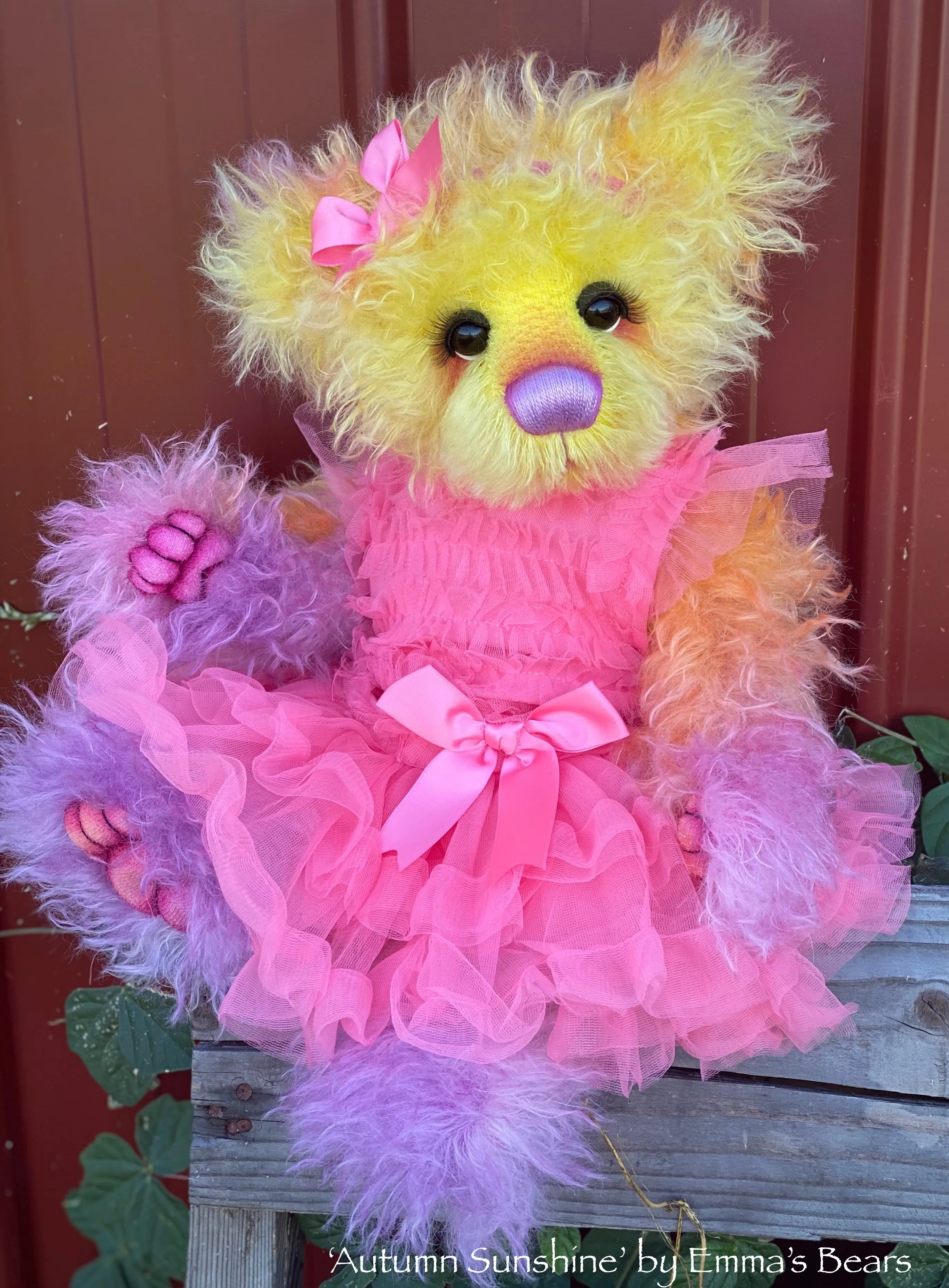 Autumn Sunshine - 18" Hand-Dyed Mohair Artist Baby Bear by Emma's Bears - OOAK