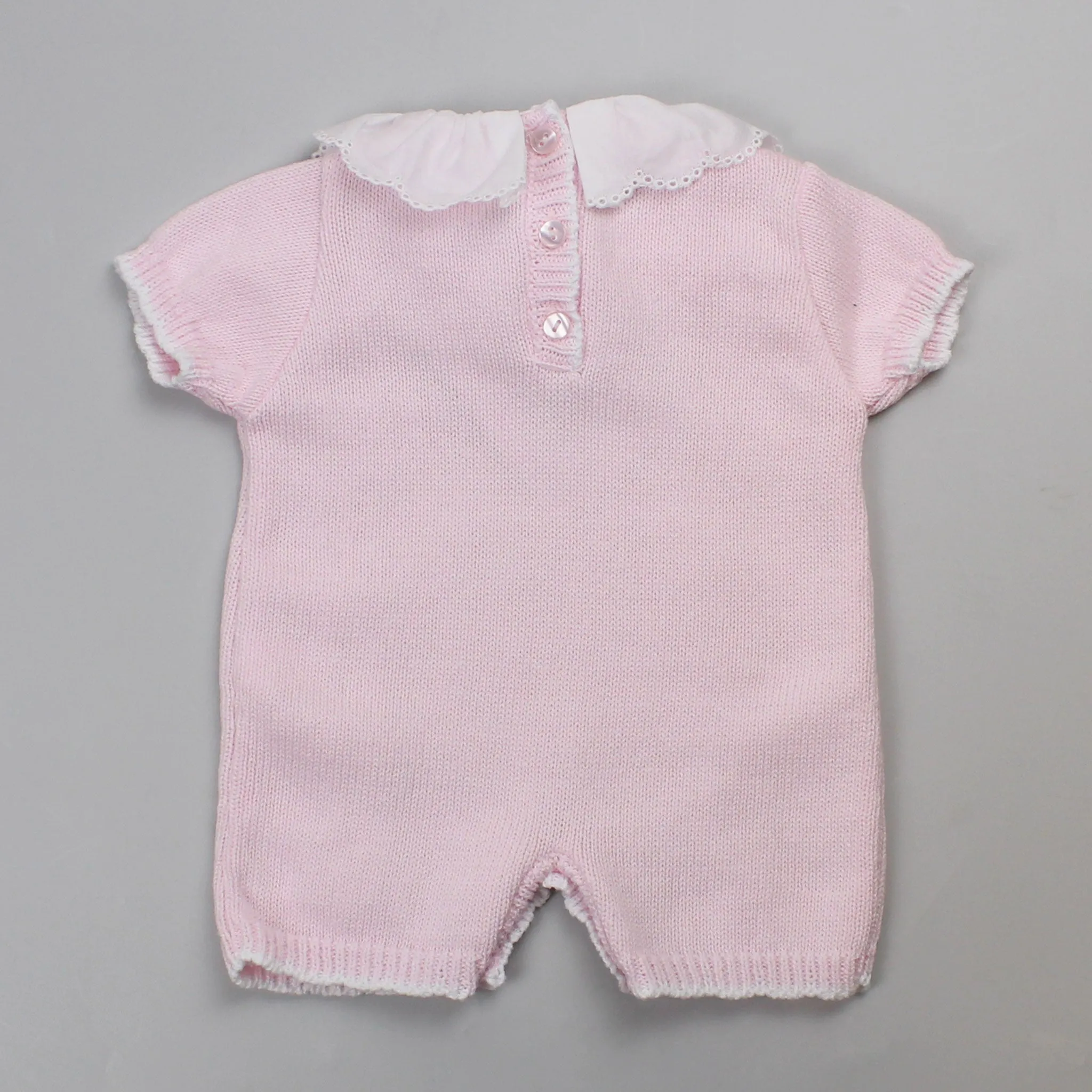 Baby Girls Personalised Knitted Romper - Pink - Pex Rosalind