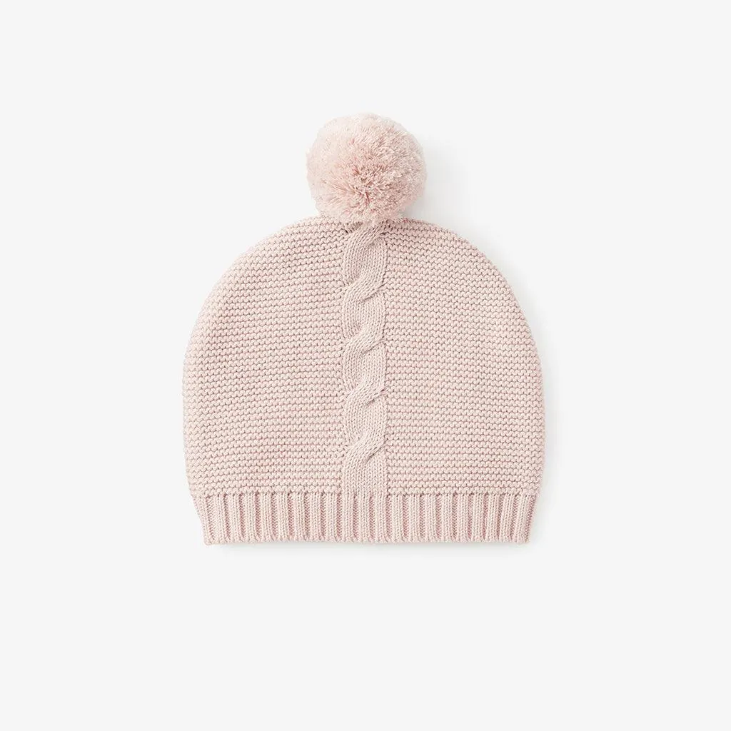 Baby Hat | Garter Knit Pom Pom- Blush | Elegant Baby