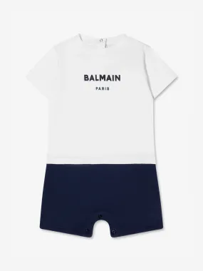 Balmain Baby Boys Logo Romper in White