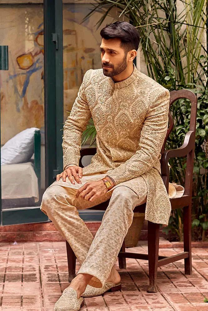 BEIGE EMBROIDERED LUXURY SHERWANI