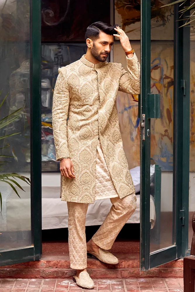 BEIGE EMBROIDERED LUXURY SHERWANI