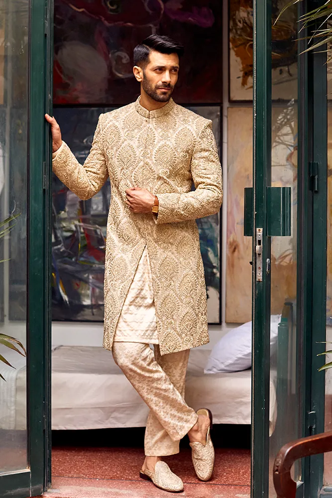 BEIGE EMBROIDERED LUXURY SHERWANI