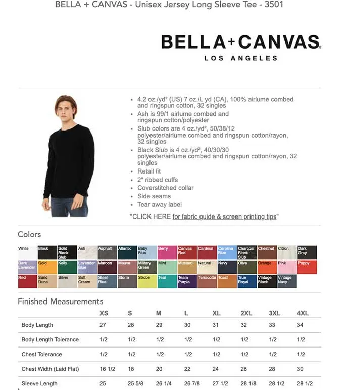 Bella   Canvas Unisex Long Sleeve T-Shirt