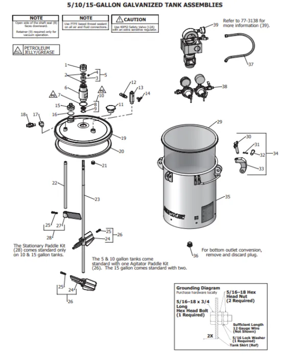 Binks 183G 5 Gallons ASME Galvanized Carbon Steel Pressure Tank - Double Regulated  & No Agitator