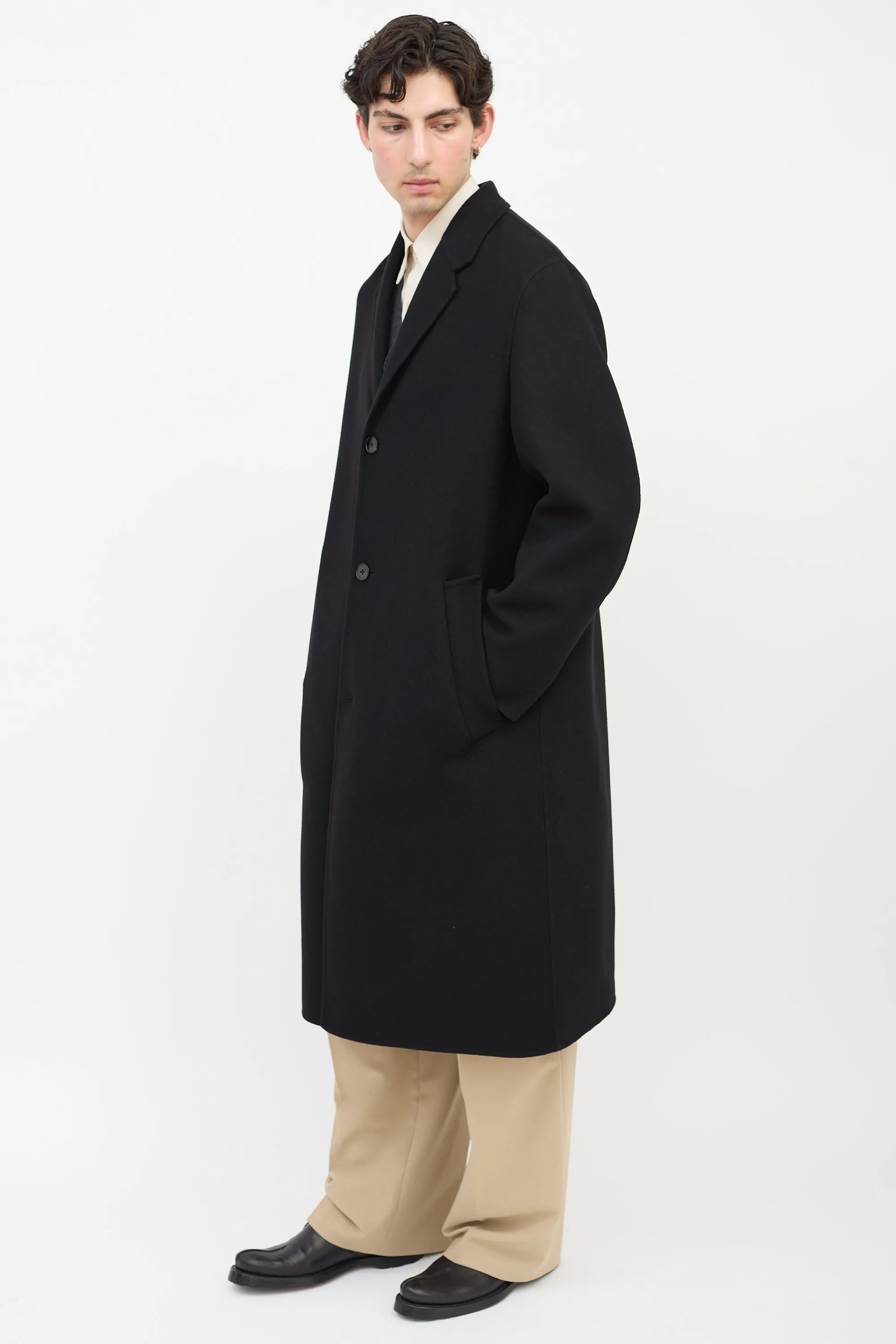 Black Cashmere Two Pocket Coat