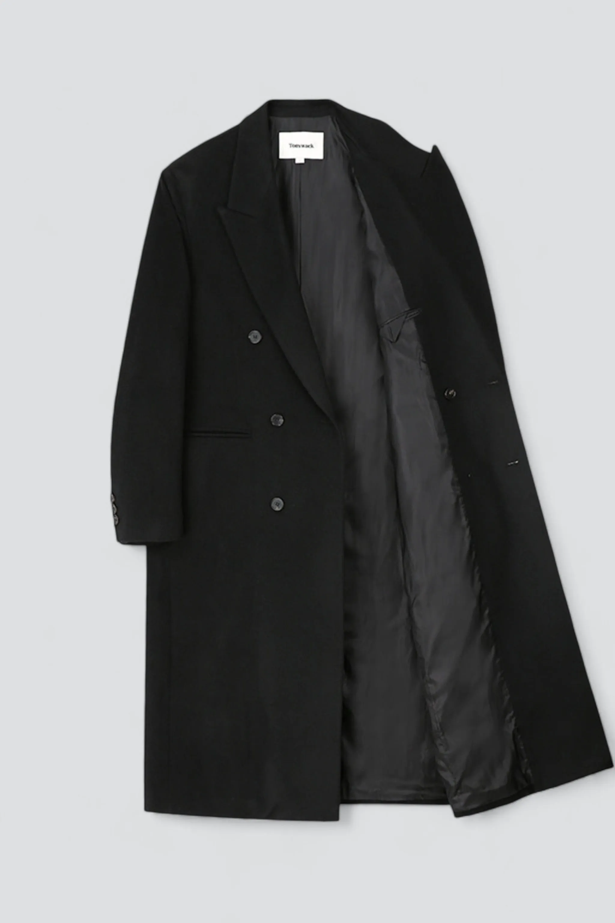 Black Wool and Cashmere Double-Breasted Coat