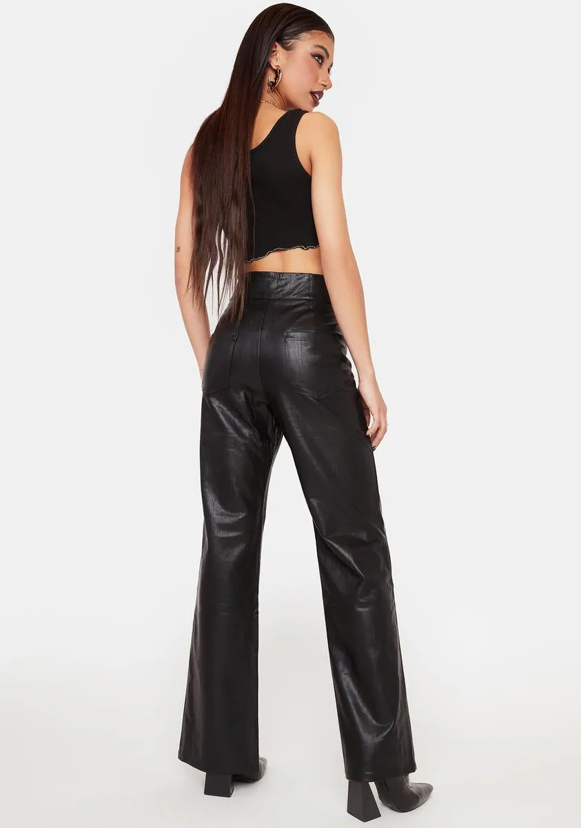 Blackout Sleek Vibing Vegan Leather Pants