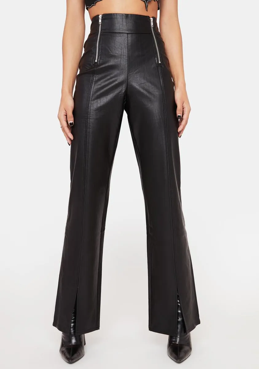 Blackout Sleek Vibing Vegan Leather Pants