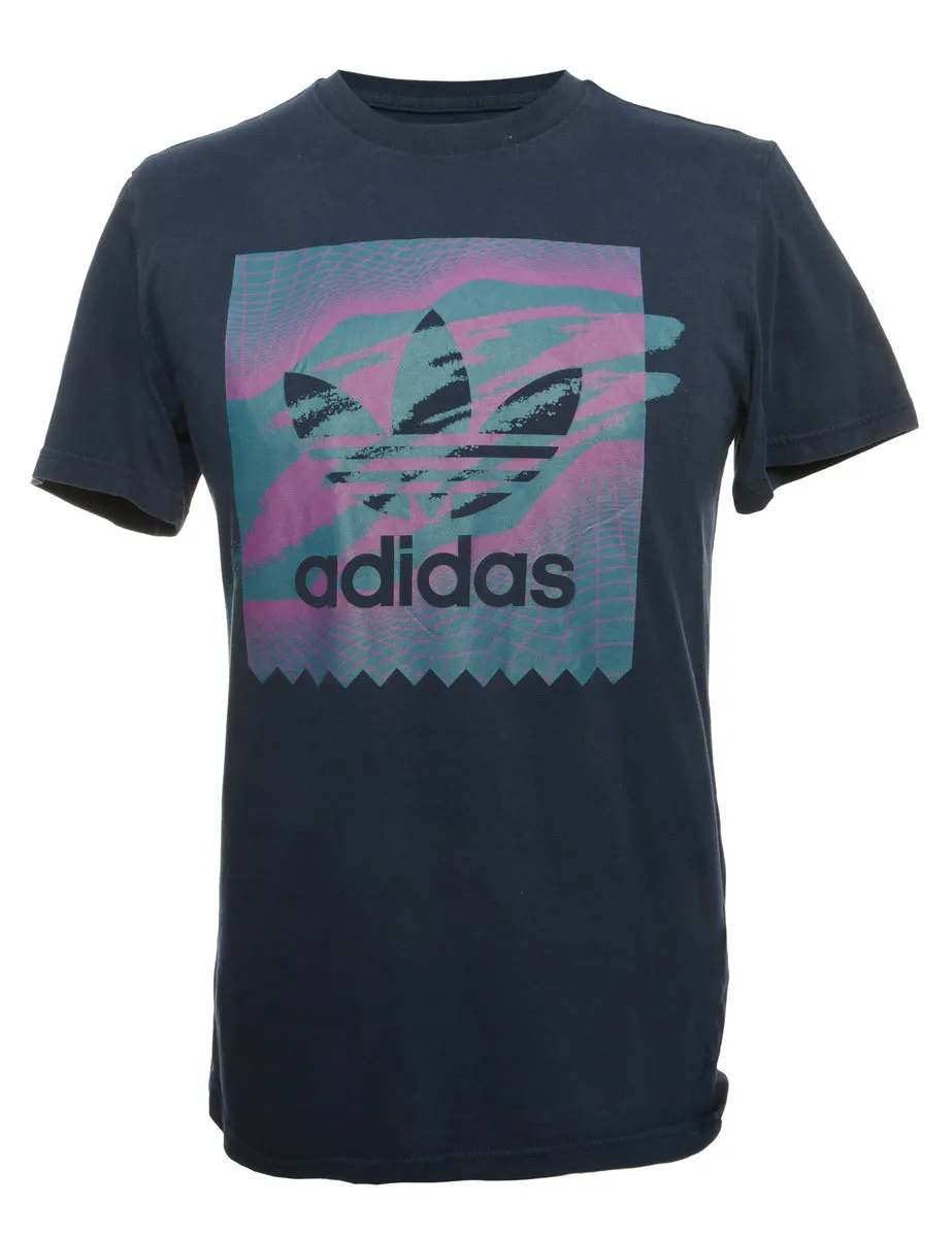 Blue Adidas Printed T-shirt - S