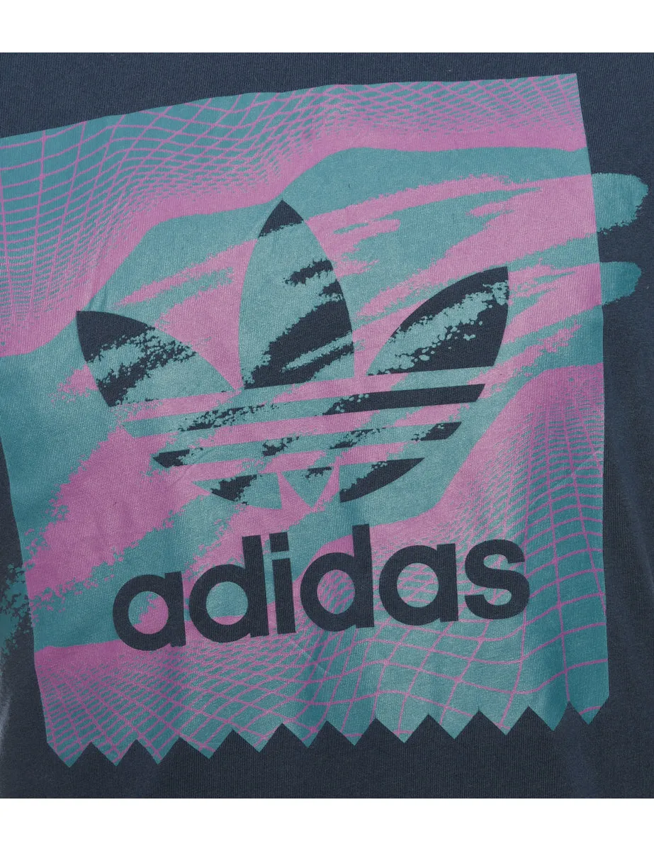 Blue Adidas Printed T-shirt - S