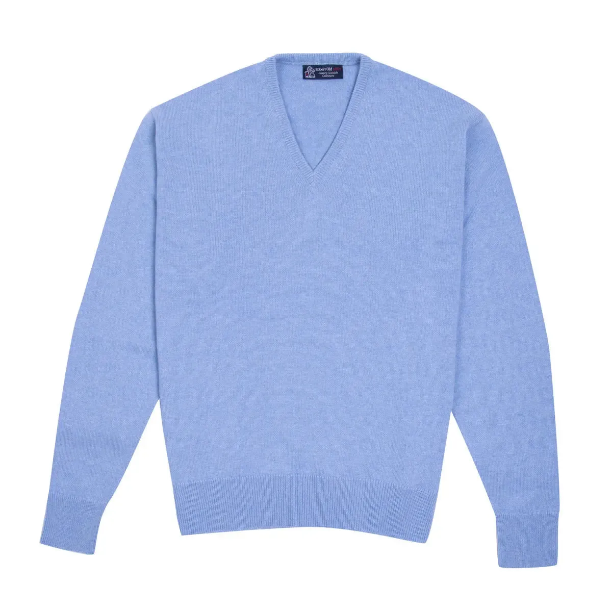 Blue Haze Tobermorey 4ply V-Neck Cashmere Sweater