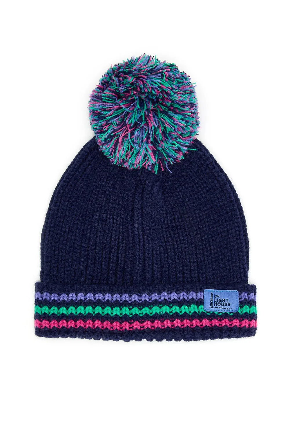 Bobbie Bobble Hat - Pink Purple Teal Striped