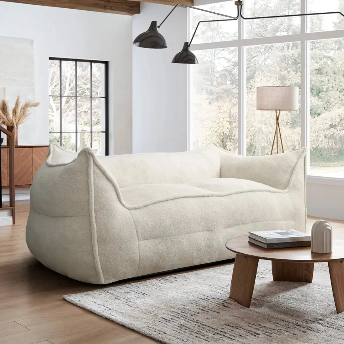 Boring Large Teddy Fabric Bean Bag Loveseat Sofa