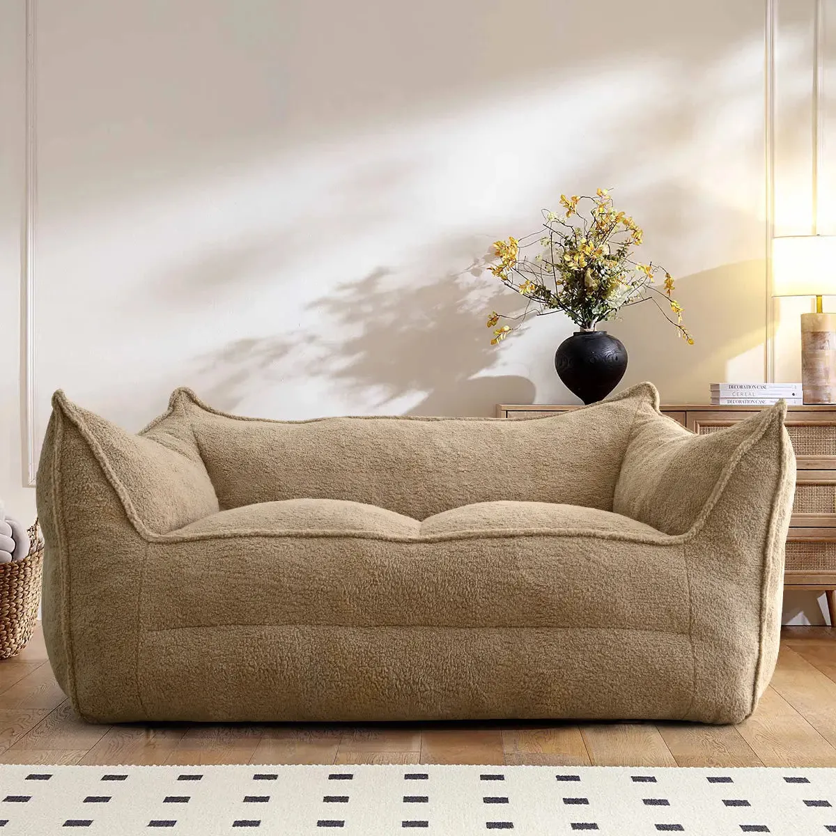 Boring Large Teddy Fabric Bean Bag Loveseat Sofa