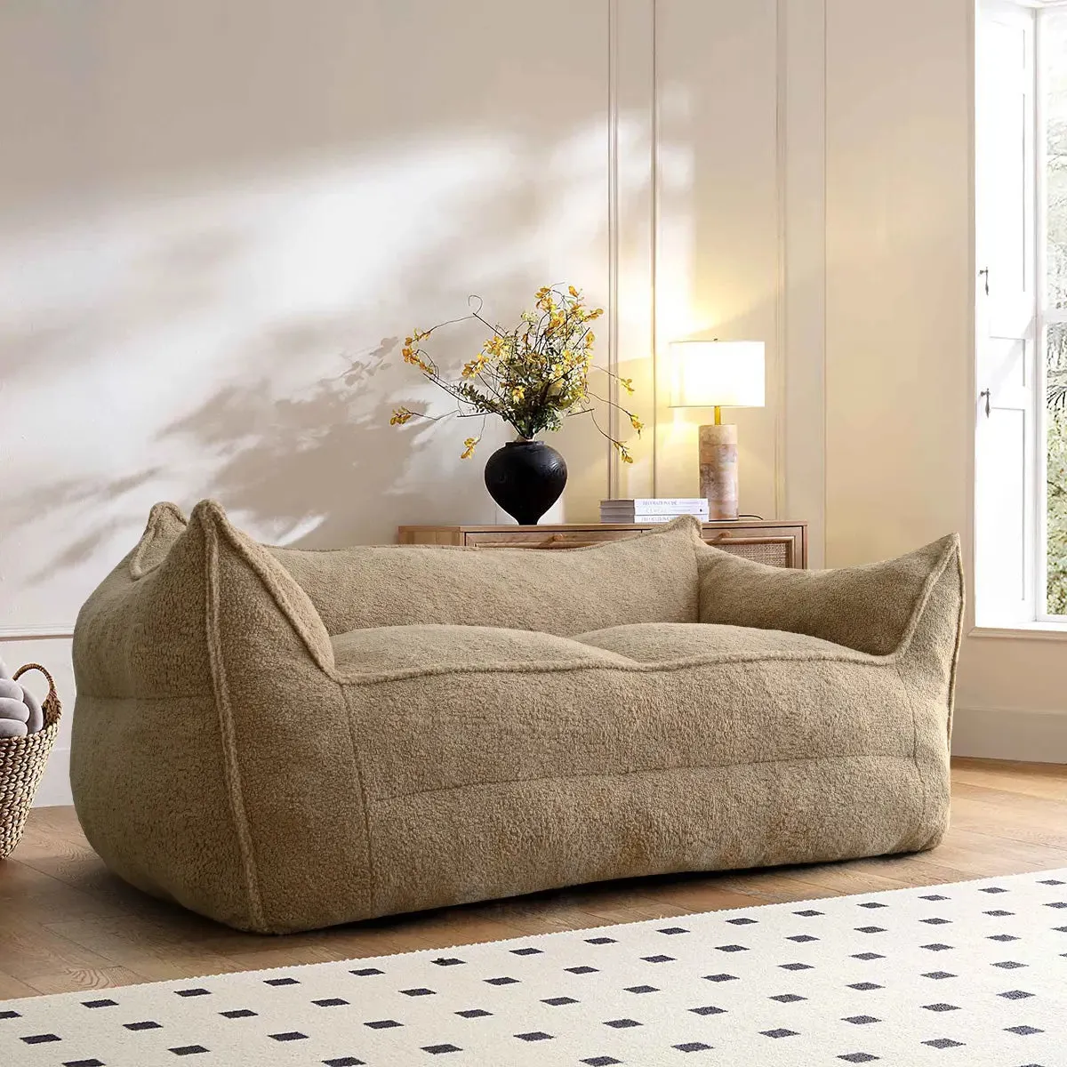 Boring Large Teddy Fabric Bean Bag Loveseat Sofa