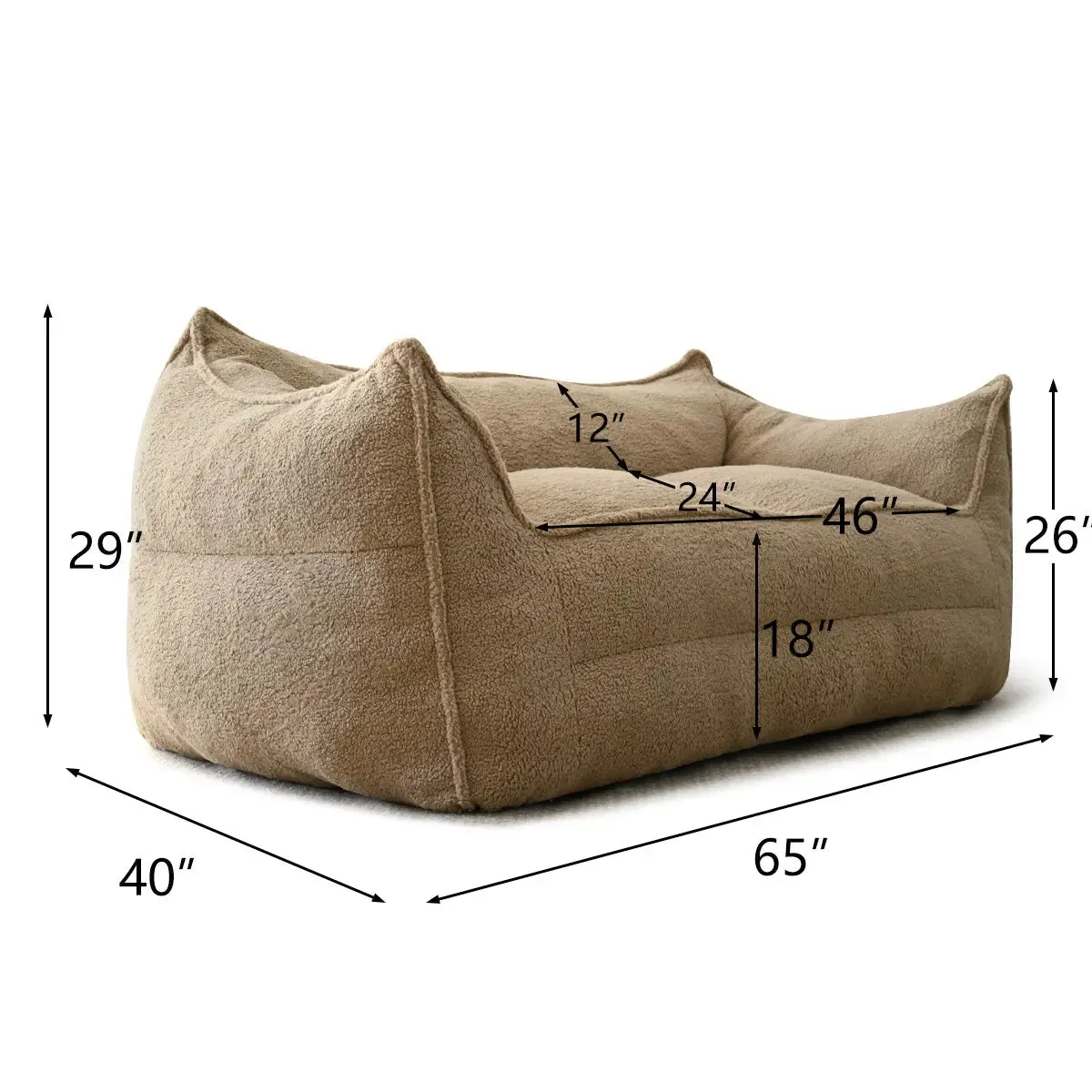 Boring Large Teddy Fabric Bean Bag Loveseat Sofa