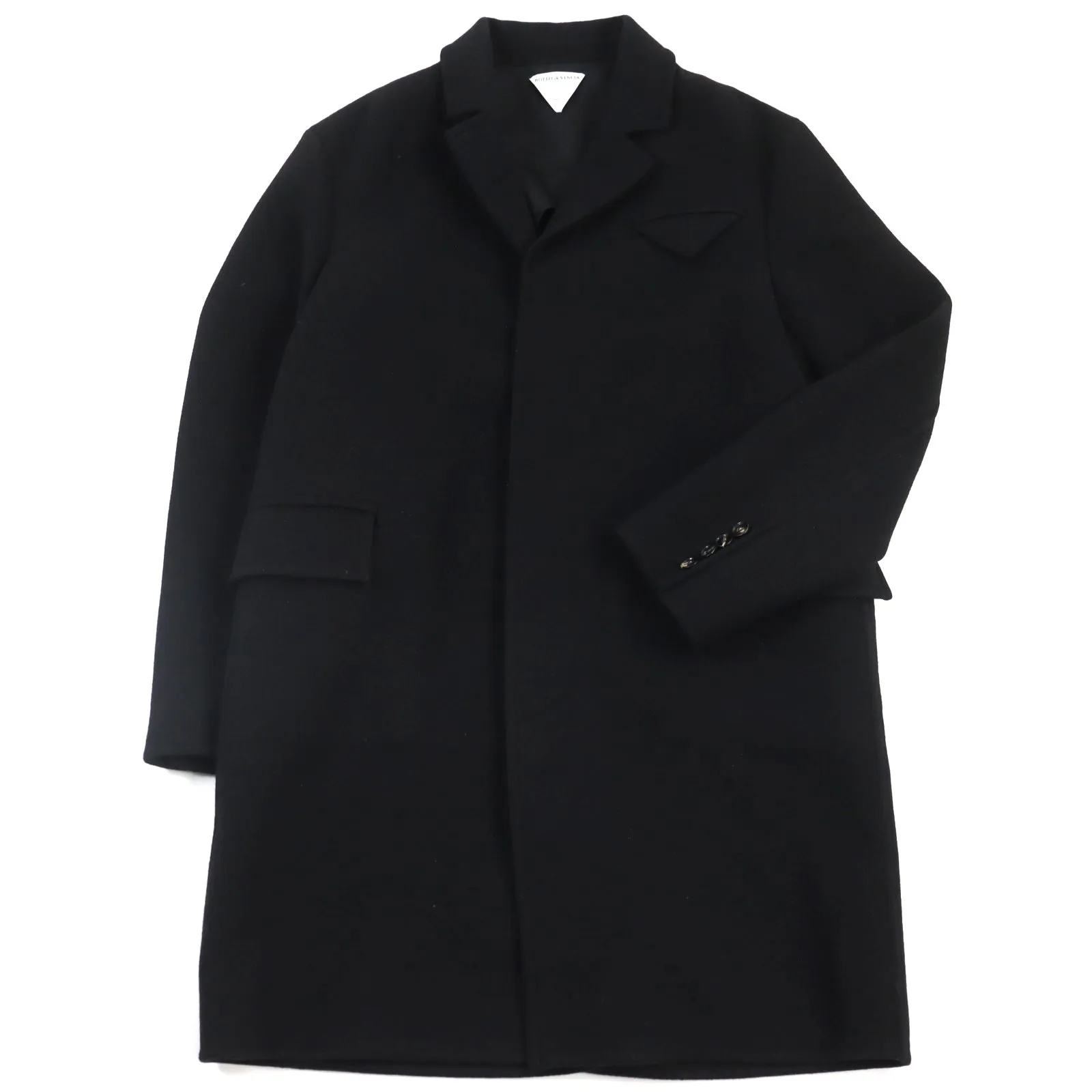 Bottega Veneta Cashmere Rayon Long Coat with Logo Buttons