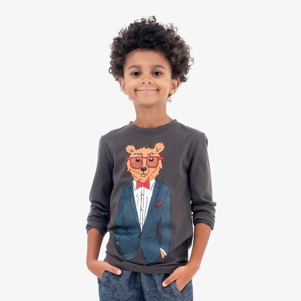 Boys Top | Mr. Bear Long Sleeve Graphic Tee | Appaman