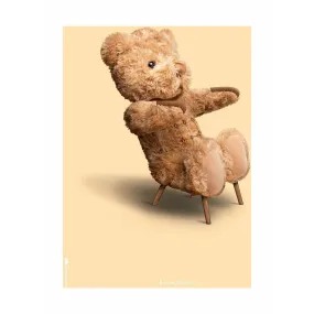 Brainchild Teddy Bear Classic Poster Without Frame 30x40 Cm, Sand Colored Background