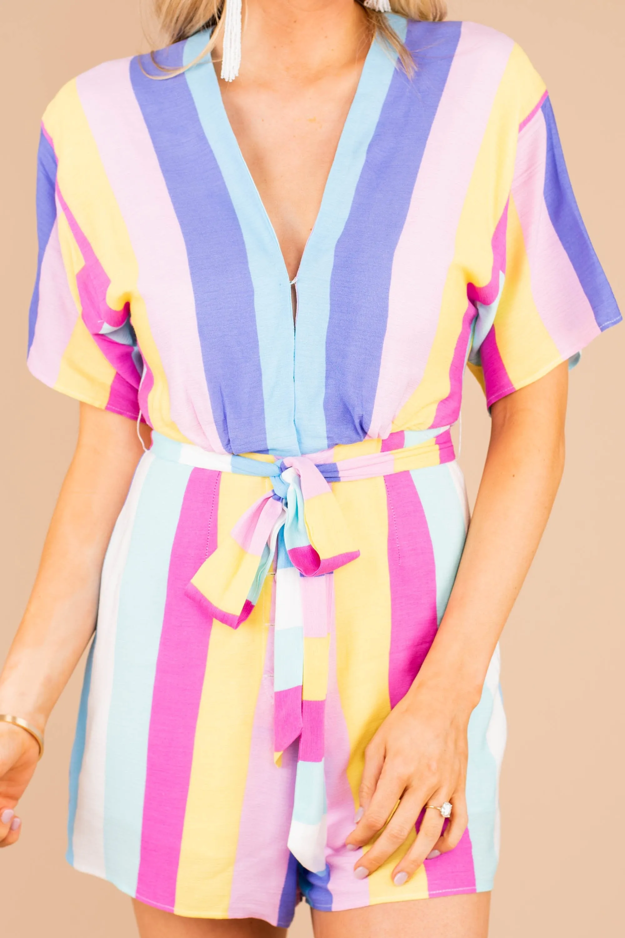 Buddy Love: Feels Like A Dream Pink Striped Romper