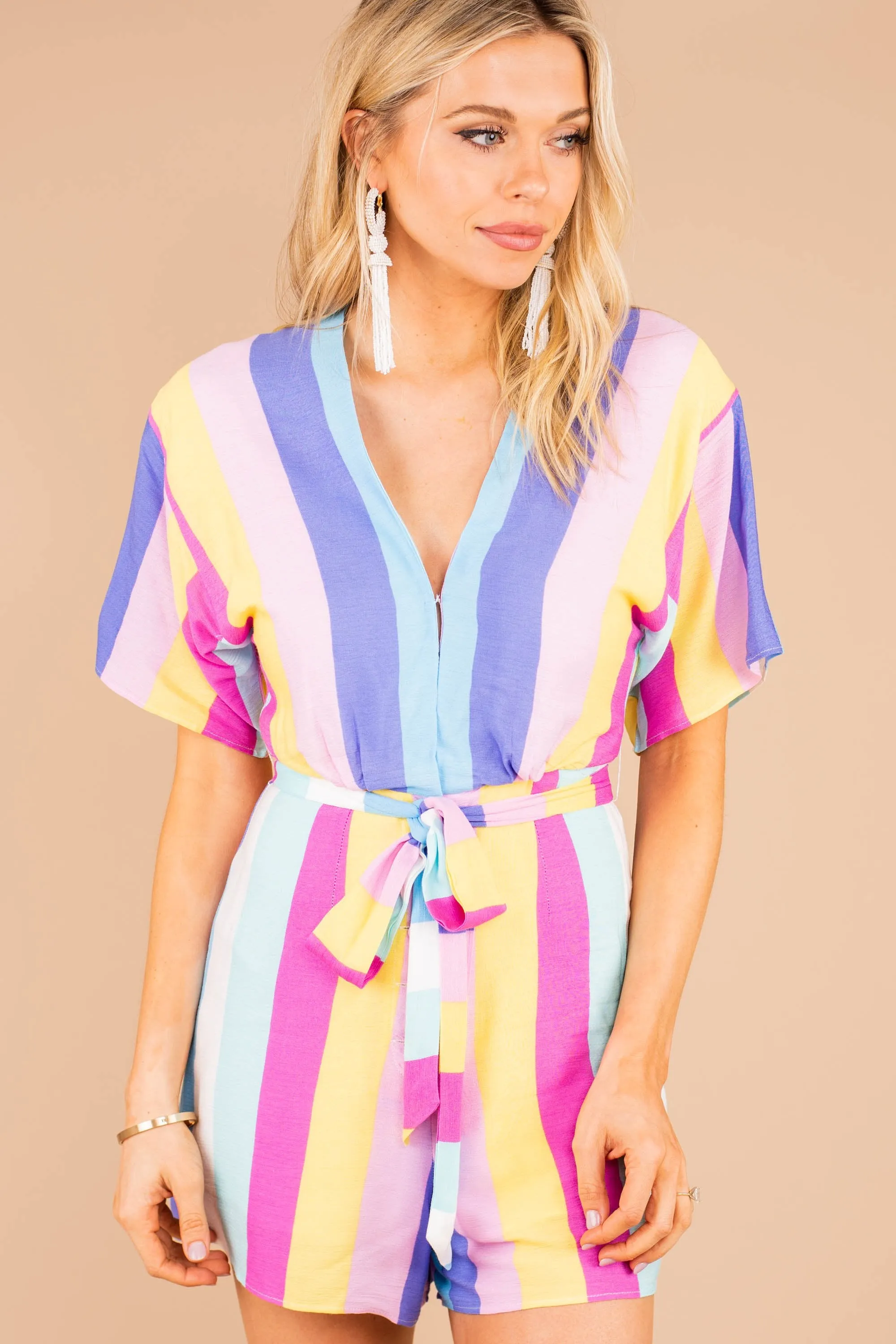 Buddy Love: Feels Like A Dream Pink Striped Romper