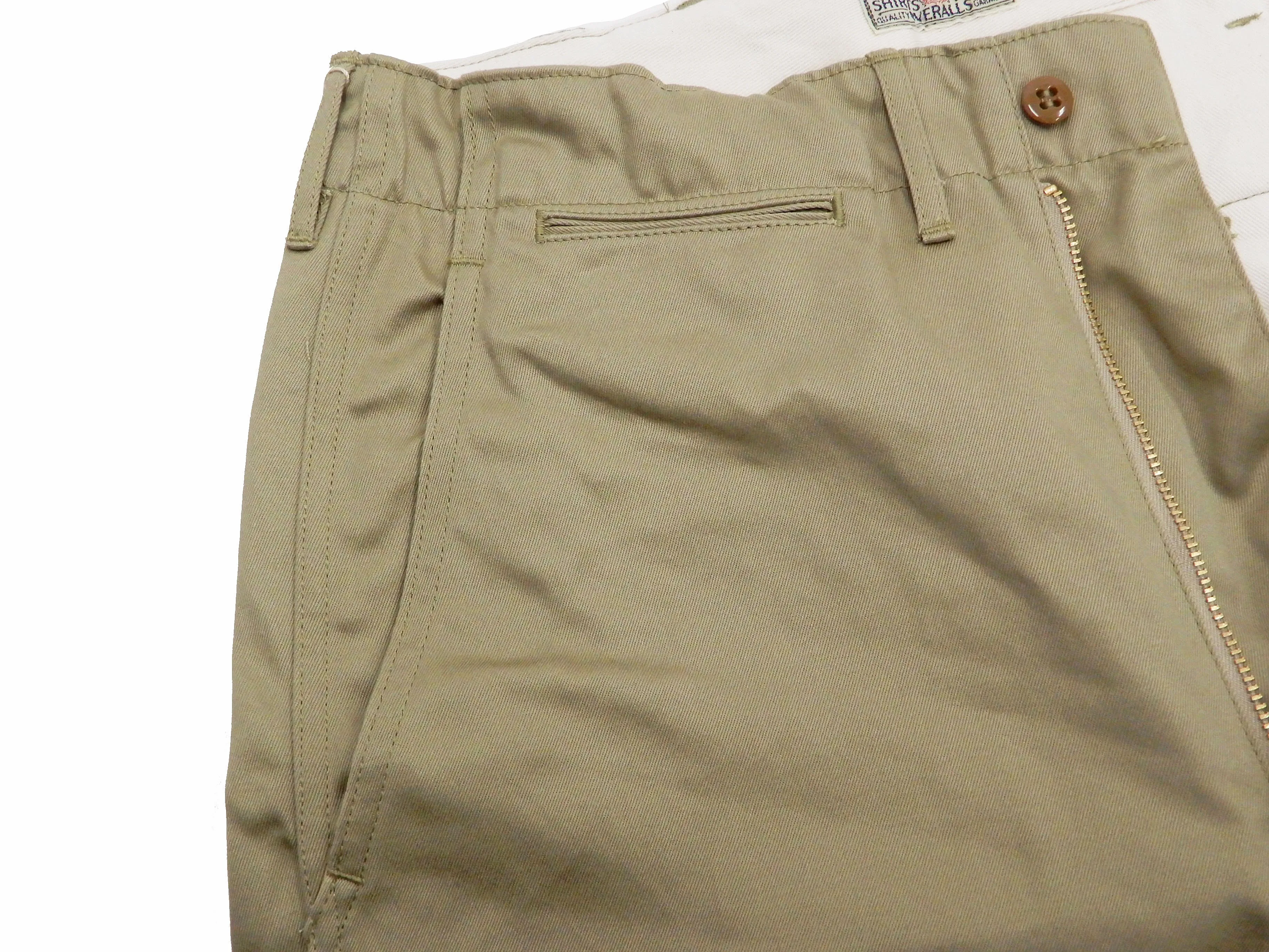 Buzz Rickson Trousers Men's Zip Fly Slimmer Fit US Army Chino Pants BR40025A 02 Khaki