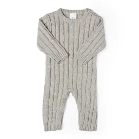 Cable-Knit Baby's Bodysuit Romper - Grey