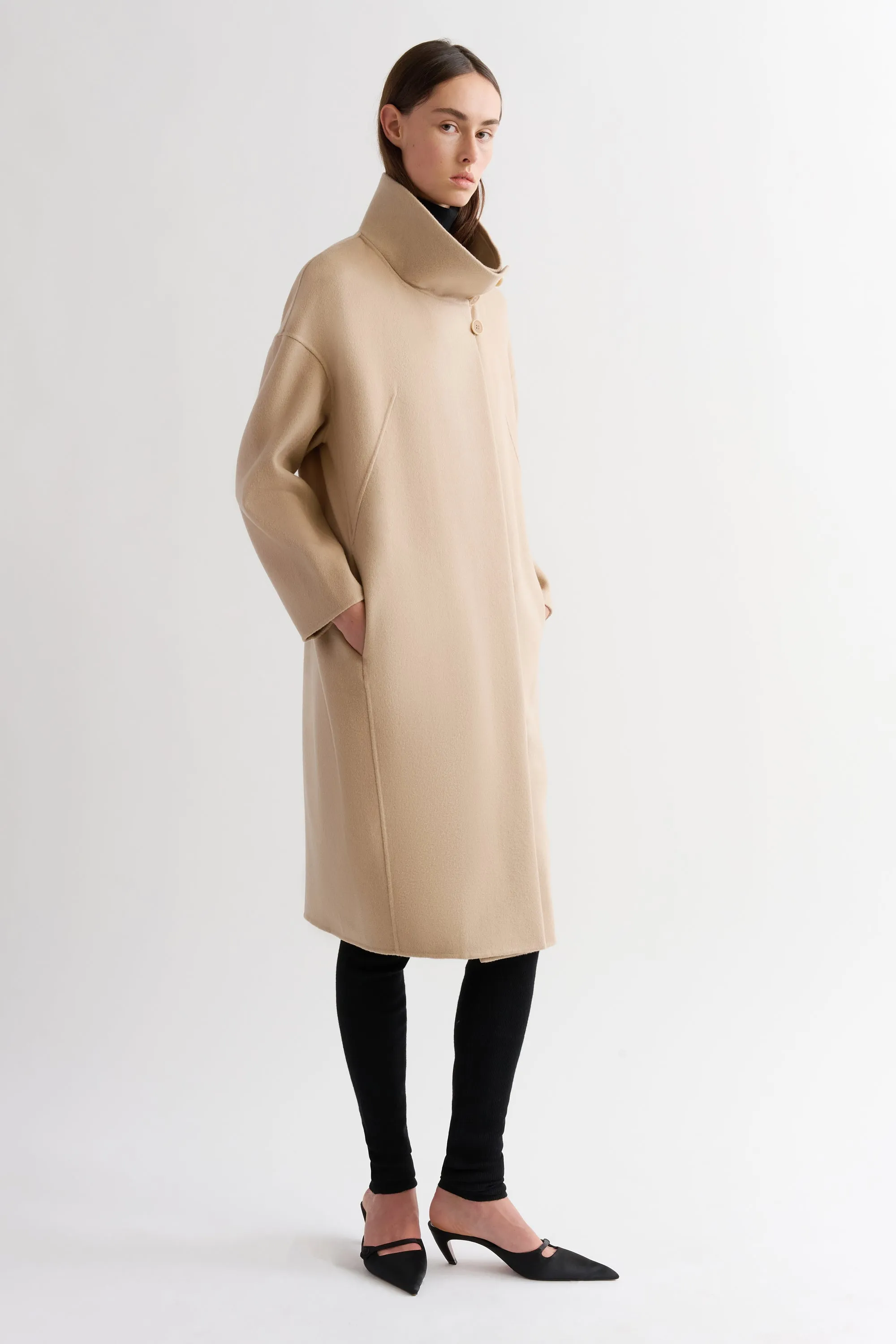 CASHMERE FUNNEL NECK COAT