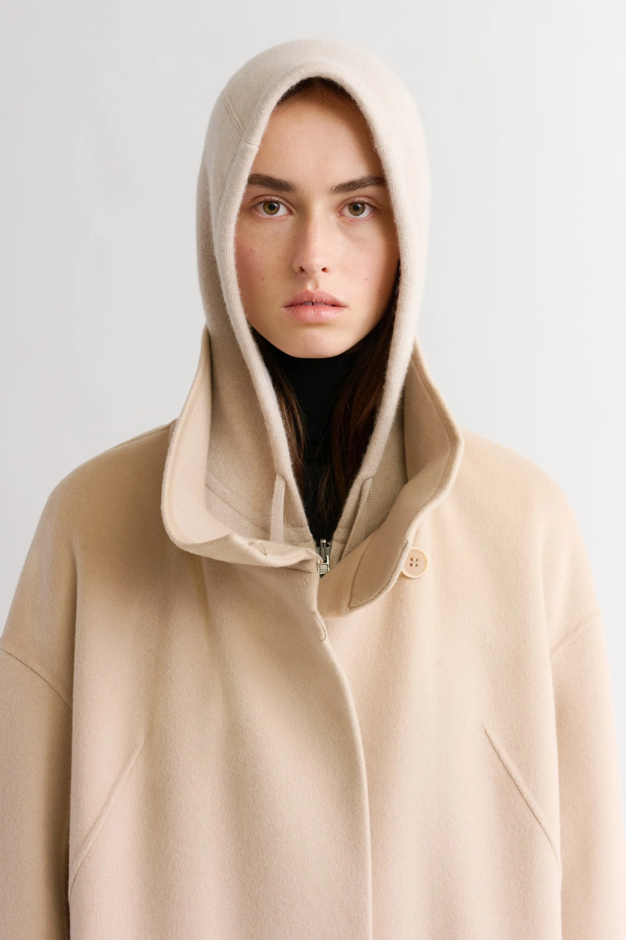 CASHMERE FUNNEL NECK COAT