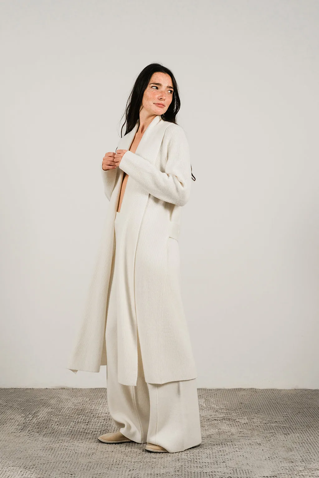 CASHMERE MIX SHAWL-COLLAR MAXI CARDIGAN