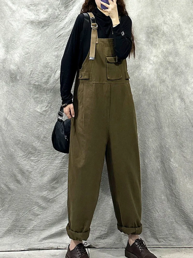 Casual Loose Cotton Western Dungarees Overalls