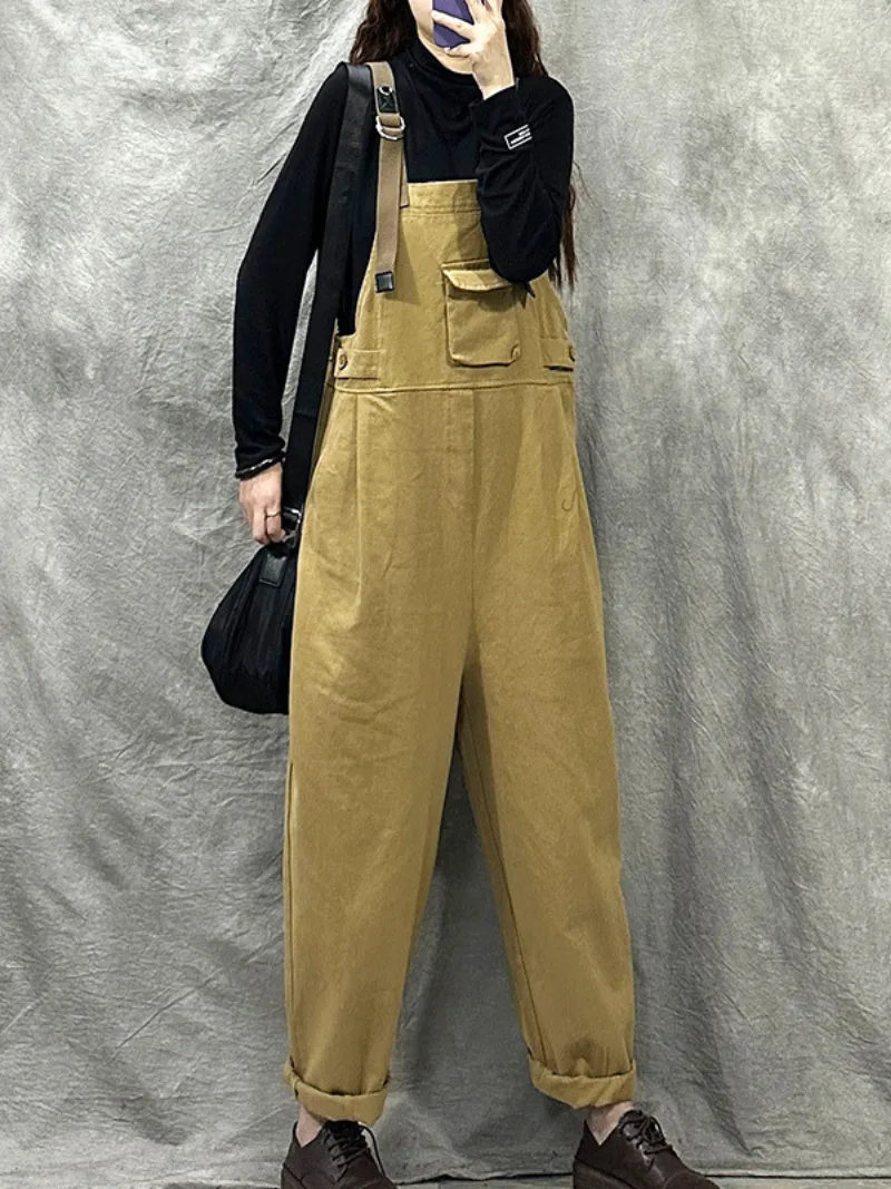 Casual Loose Cotton Western Dungarees Overalls