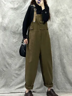 Casual Loose Cotton Western Dungarees Overalls