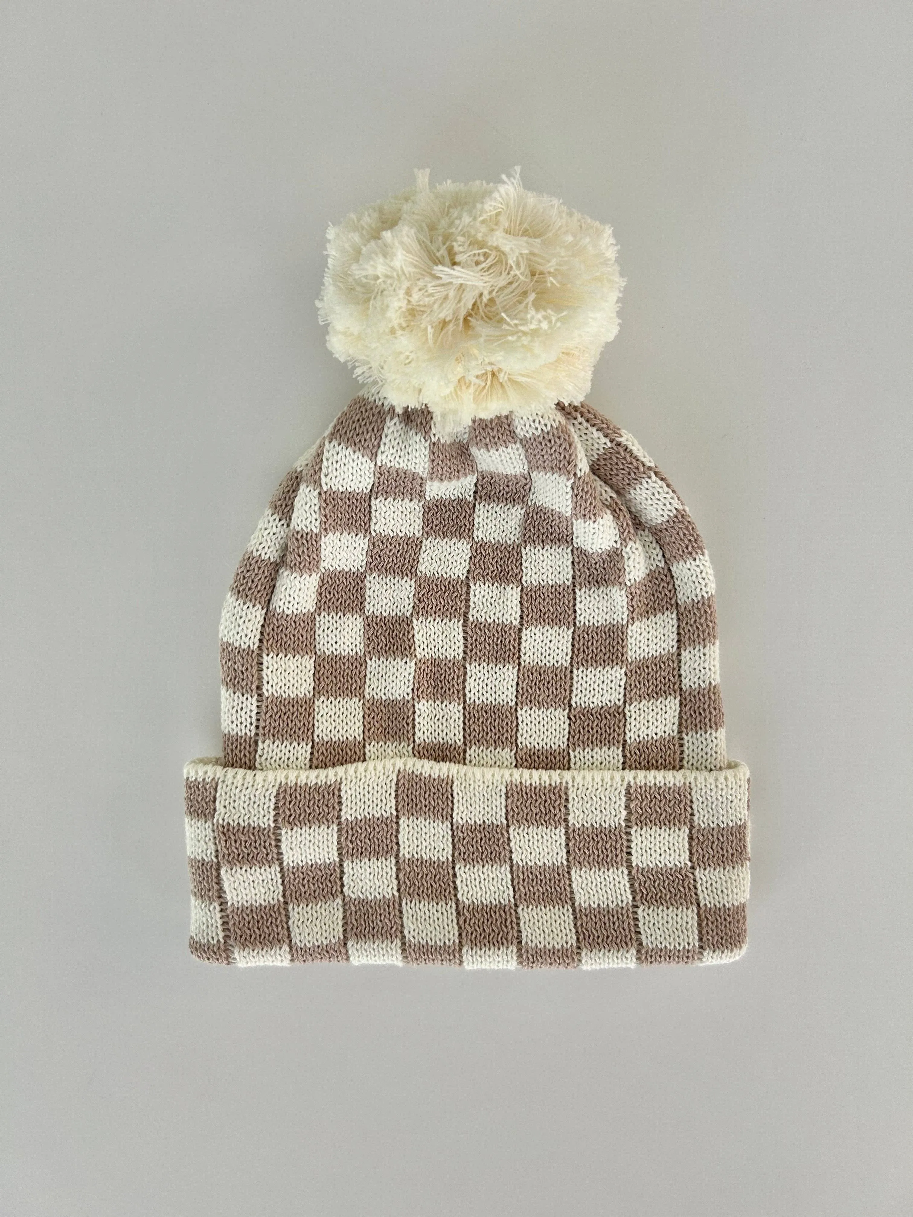 Checker Knit Beanie Hat