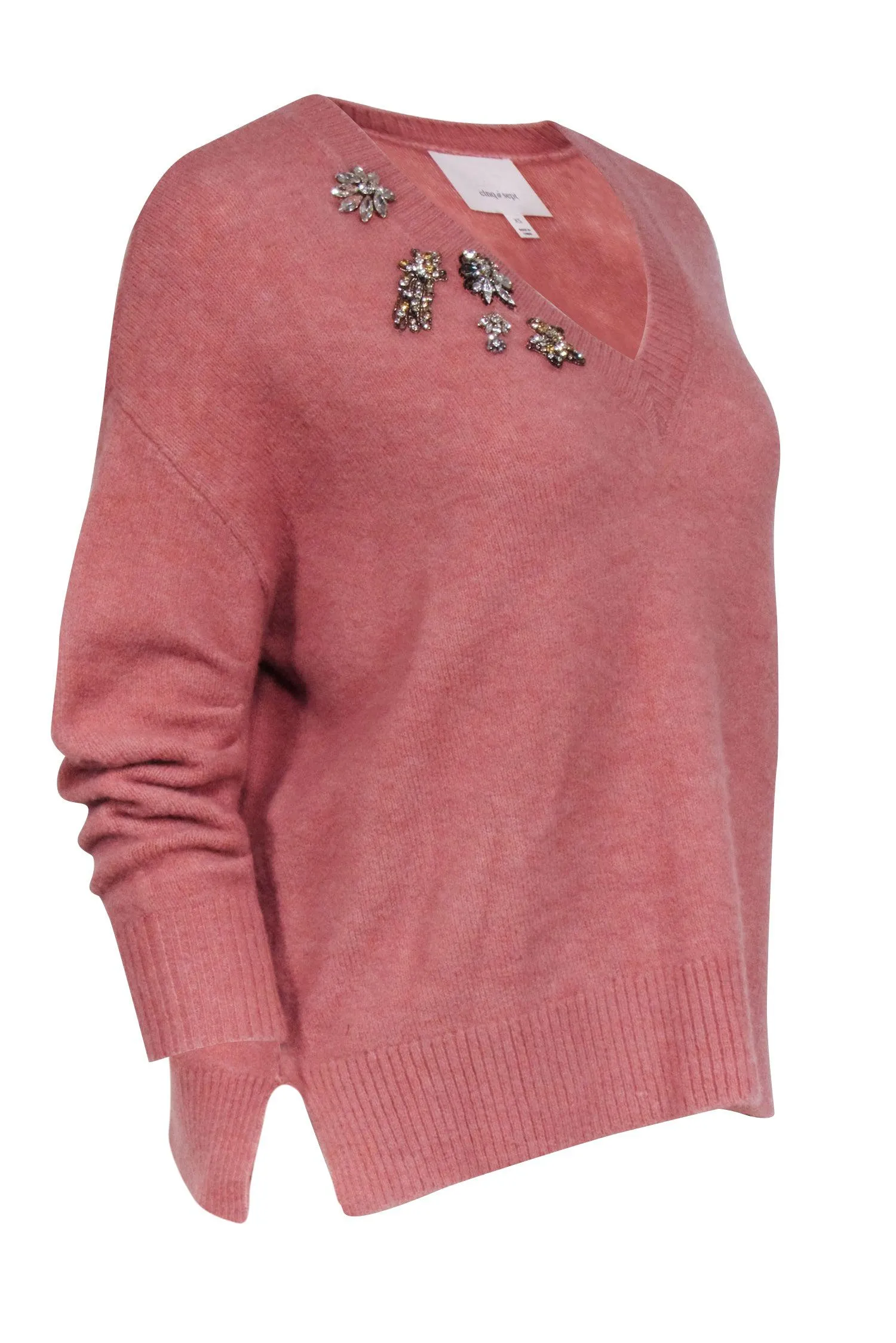 Cinq a Sept - Pink Wool Blend Jewel Embellished Sweater Sz XS