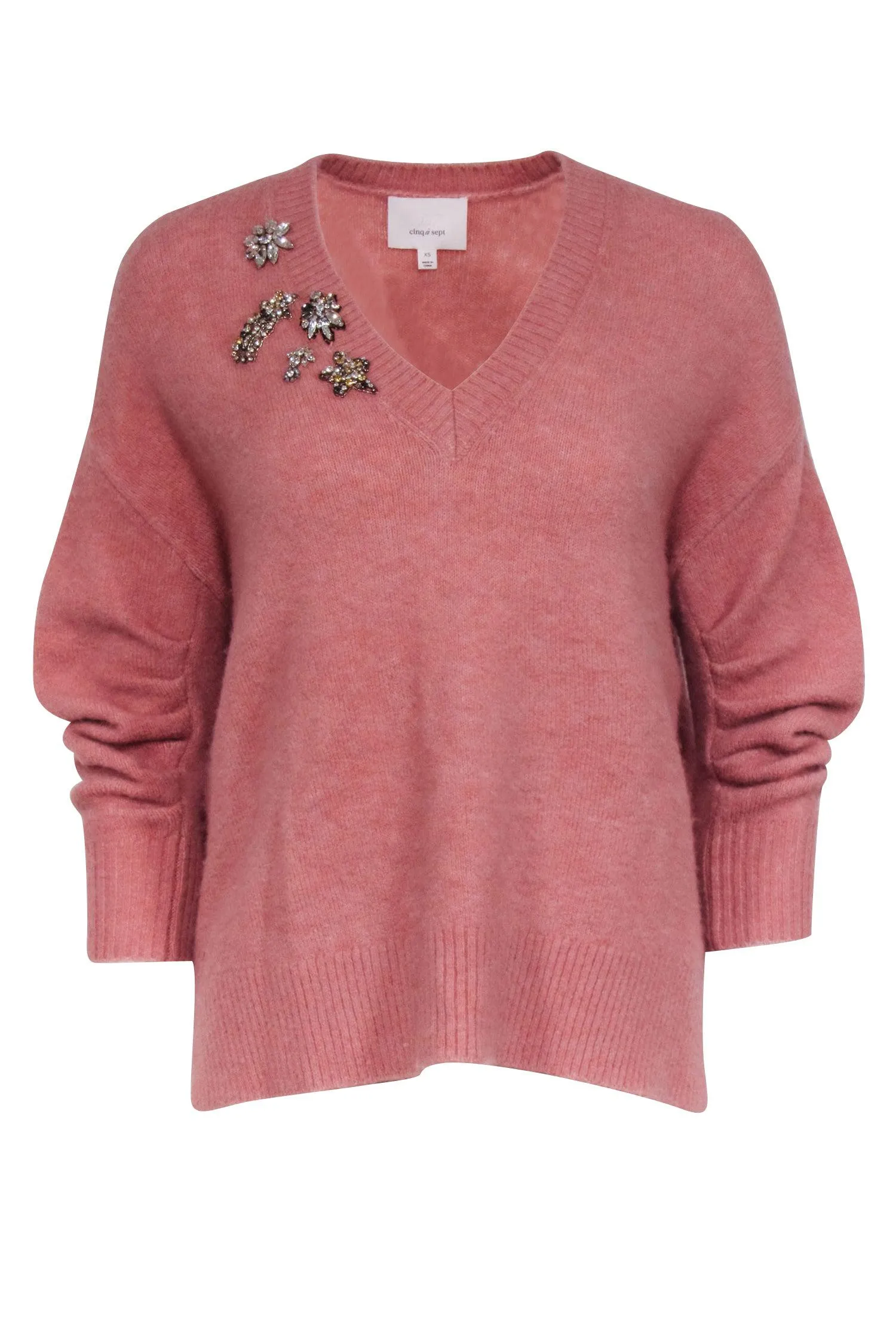 Cinq a Sept - Pink Wool Blend Jewel Embellished Sweater Sz XS