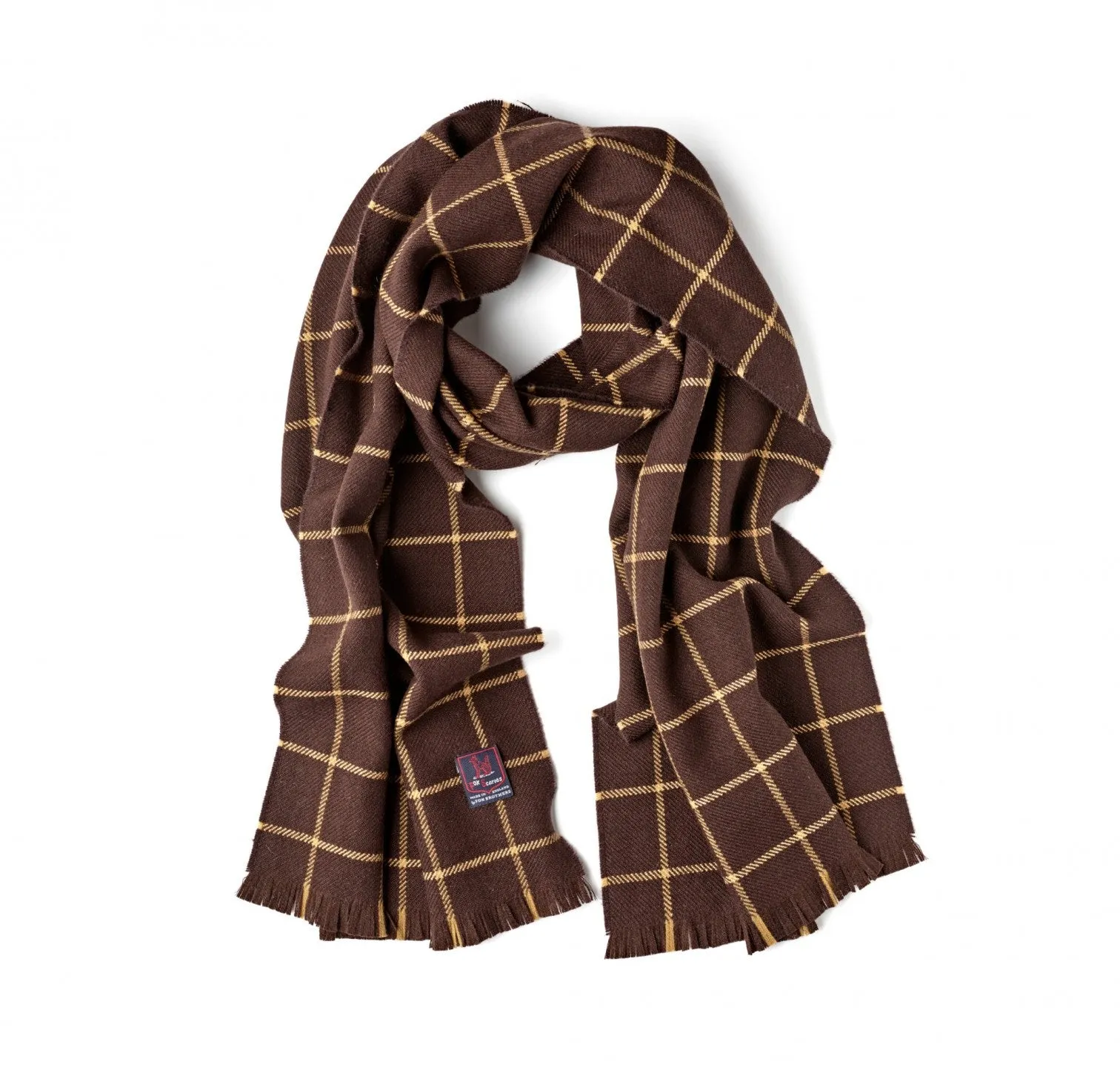 Classic Fox Brothers Chocolate Windowpane Scarf